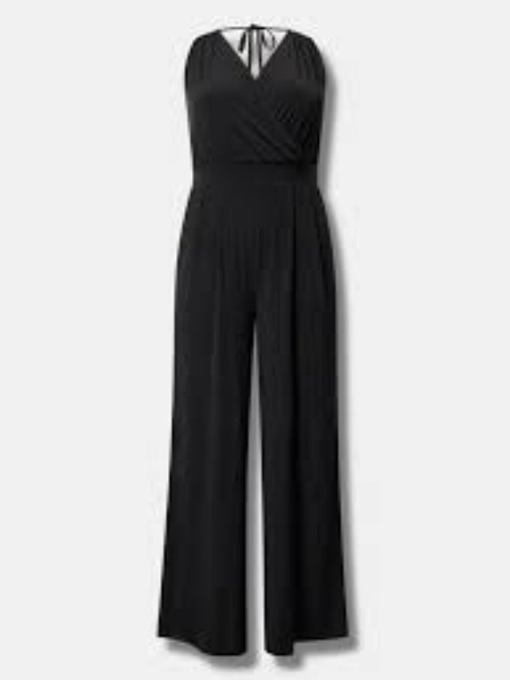 Torrid Studio Knit Black Surplice Wide Leg Jumpsuit Tie Back Plus Size 4R